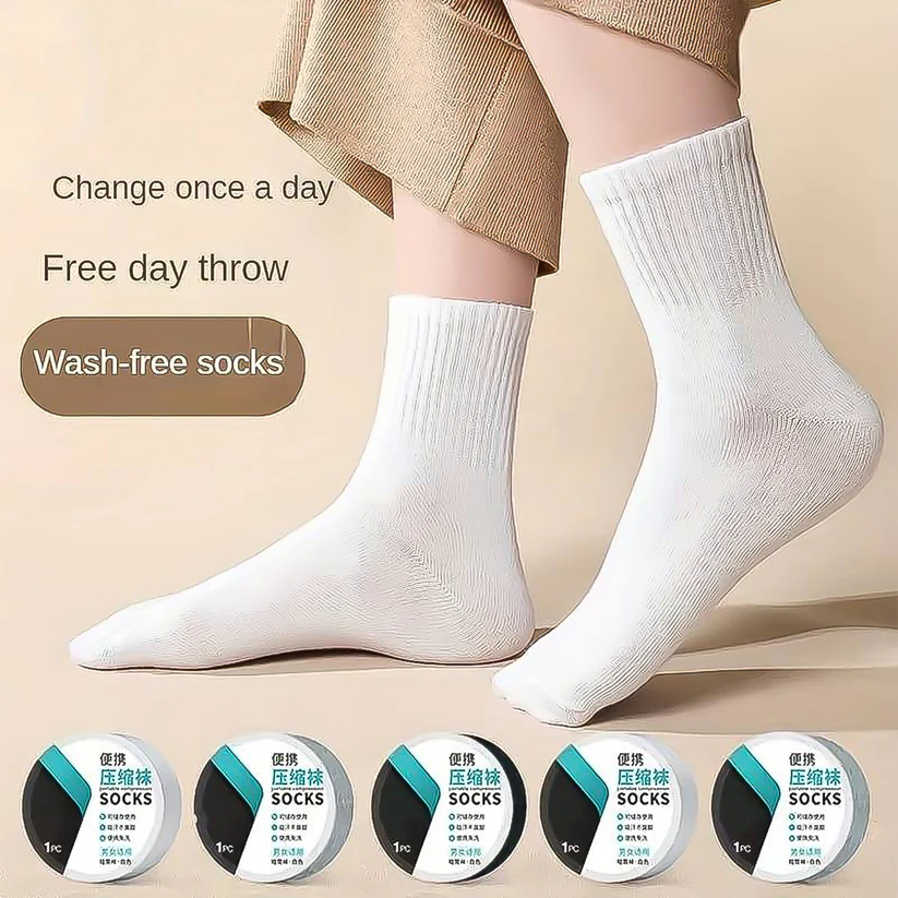 Portable Disposable Socks, Perfect For Hiking, Flying, And Long Trips (1 Pair)