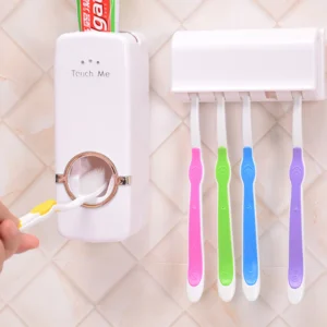 Wall Mount Toothpaste Dispenser & Toothbrush Holder Set