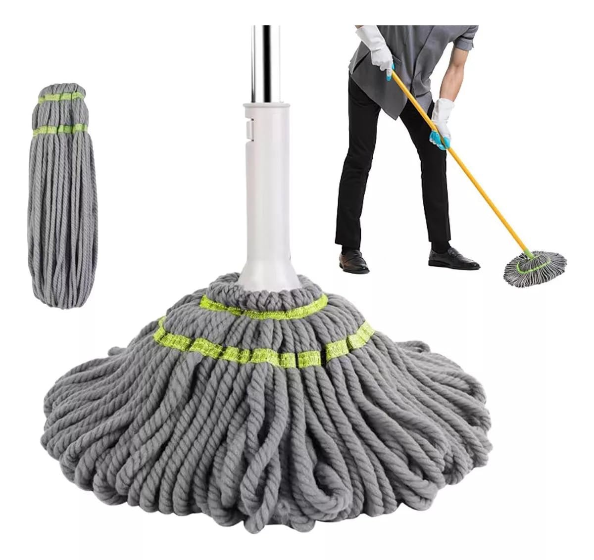Squeeze Twist, Self Wringing Mop, Stainless Steel Handle, Easy Squeeze Design - Image 2