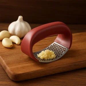 Stainless Steel Garlic Crusher with Comfortable Handle Design