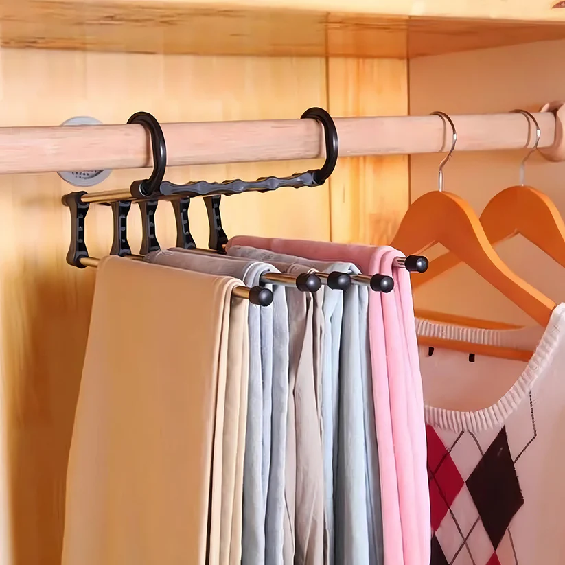 Adjustable Trouser Pants Hanger Organizer For Trousers, Scarves, Ties, Belts